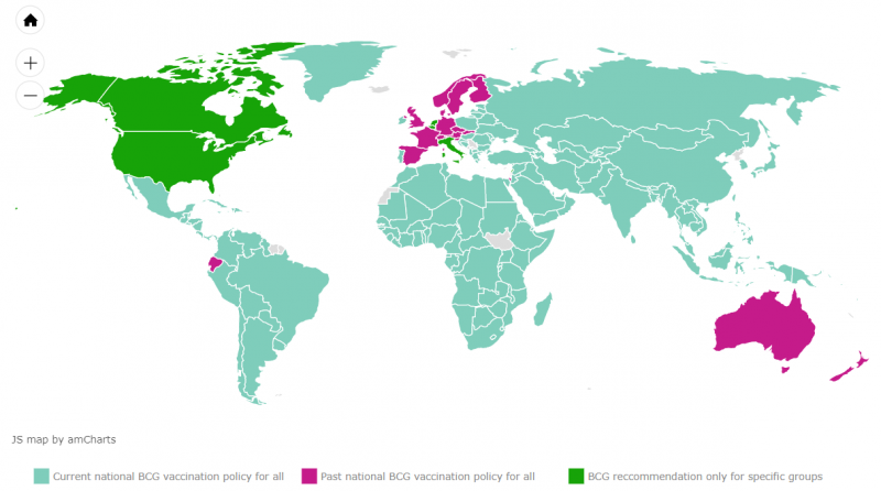 Страны мира, проводящие различную политику по вакцинации населения вакциной БЦЖ. Фото: aillarionov.livejournal.com