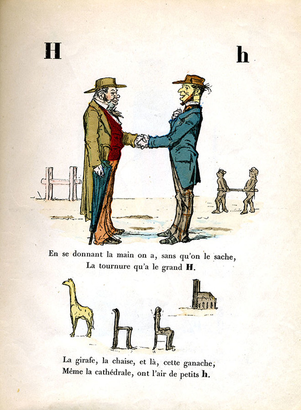 Буквар «A. B. C. Trim, alphabet enchanté ». Ілюстрації Берталя. Франція, 1861 рік