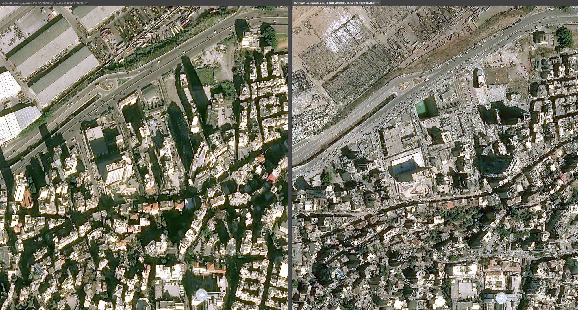 Порт Бейруту до і після вибуху