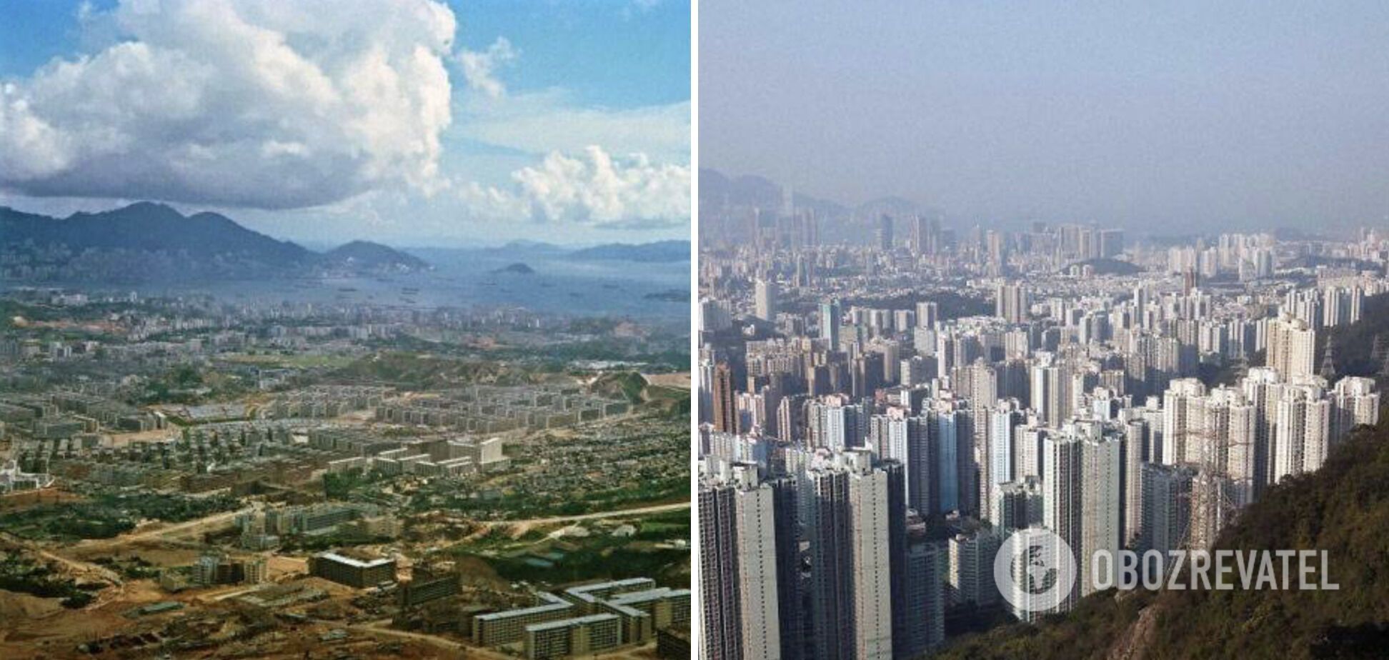 Півострів Коулун у Гонконзі в 1964 році й зараз