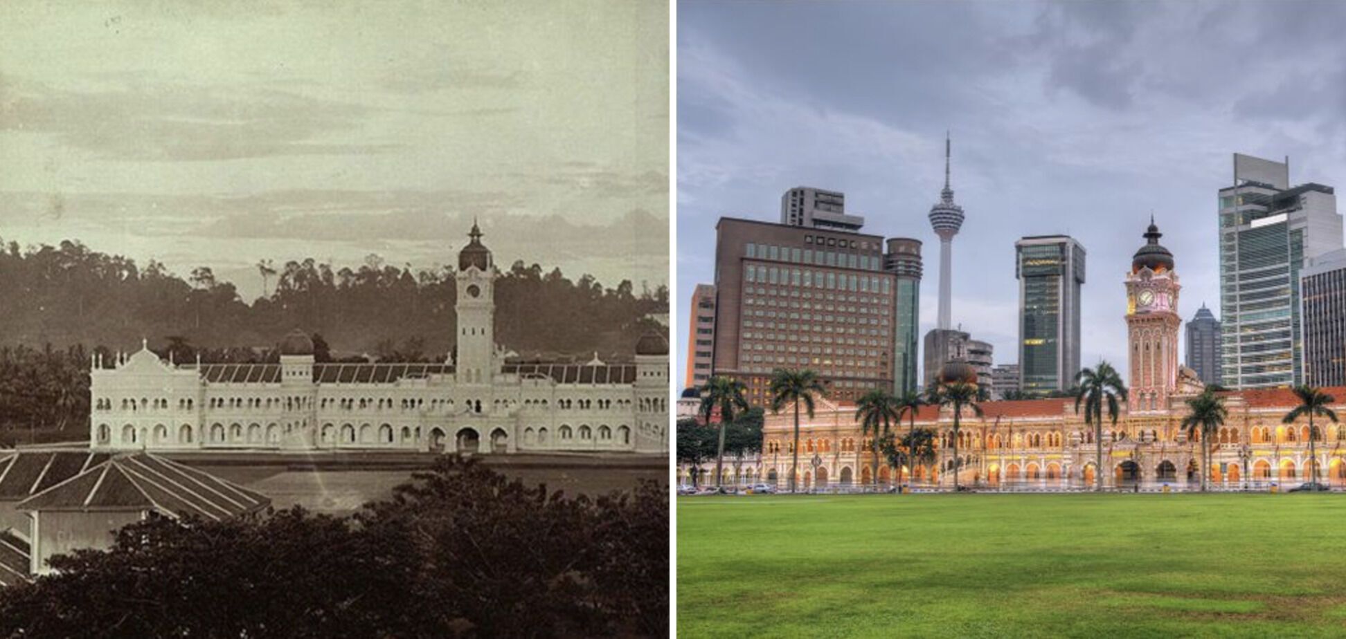 Будівля султана Абдул-Самада в Куала-Лумпурі в 1900-х і зараз