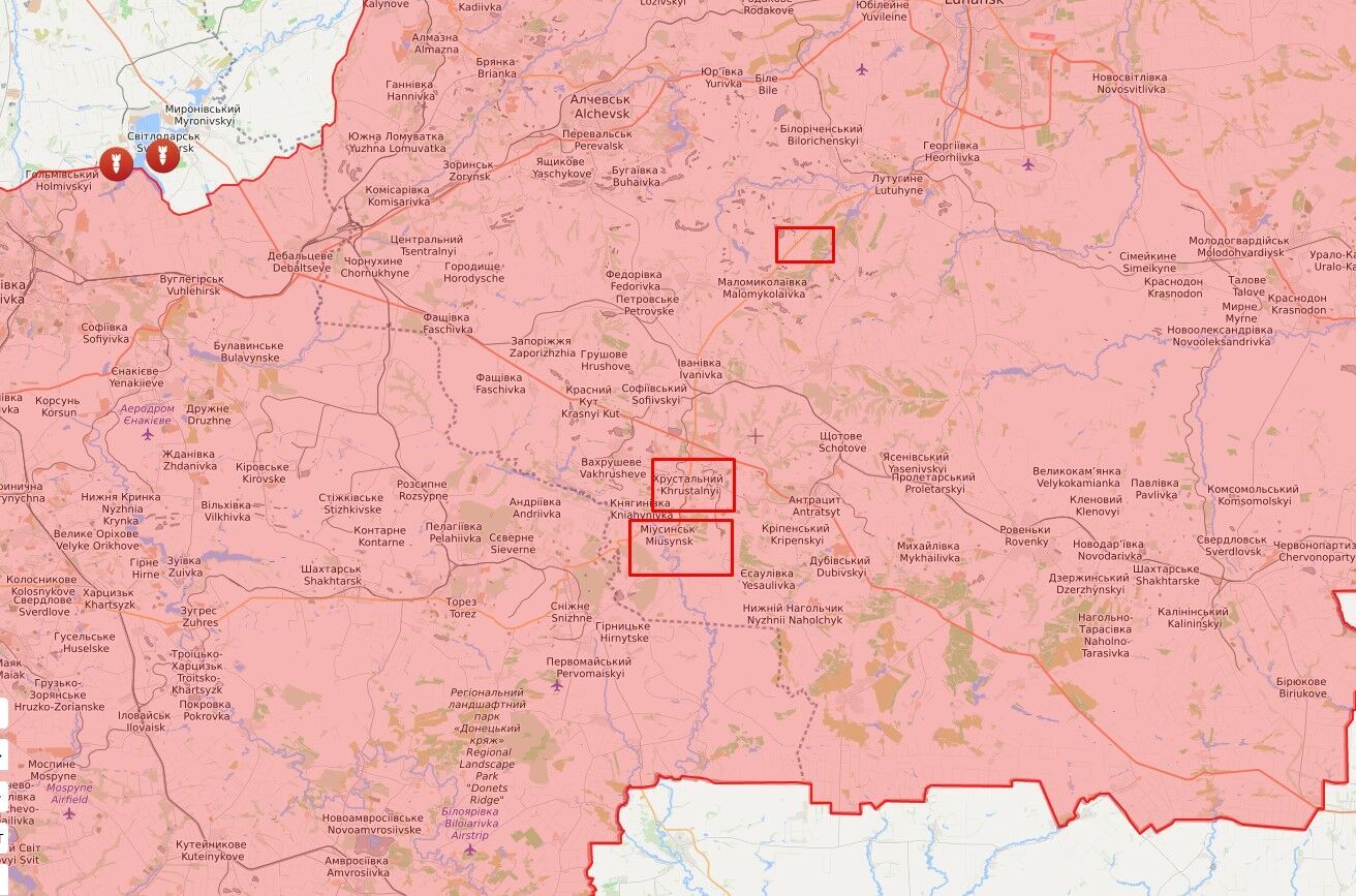 Точки розміщення техніки терористів.